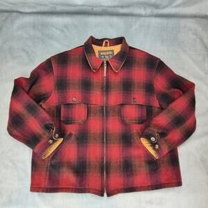 Vintage Woolrich 100% Wool Hunting Field Coat Long Jacket Buffalo Mens 2XL Plaid